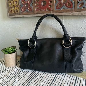 Express black leather handbag shoulder bag